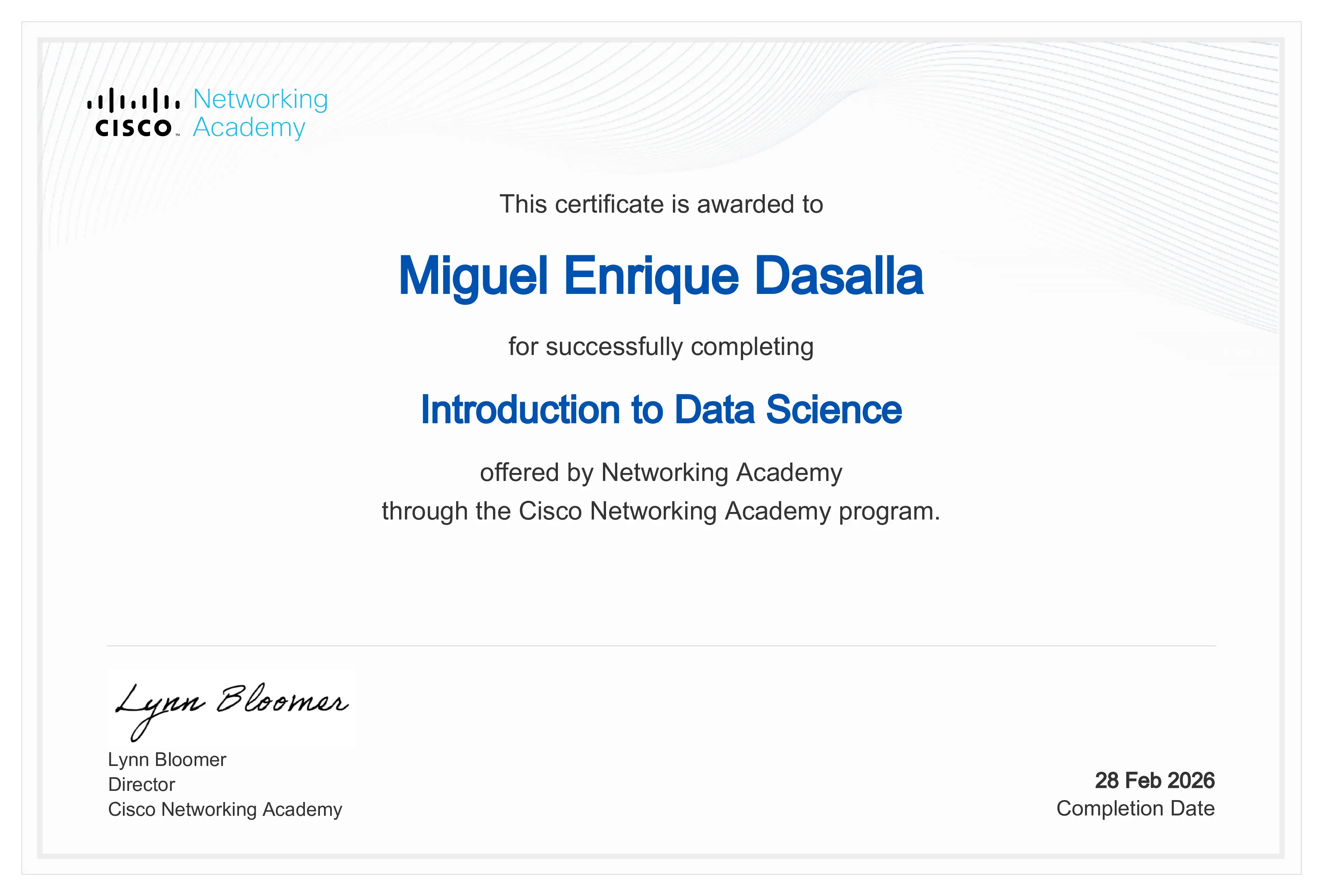 Introduction to Data Science certificate preview